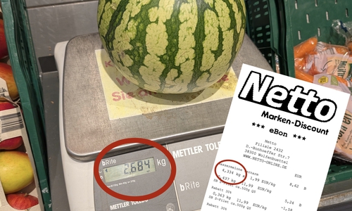 Das Gewicht der Melone weicht stark voneinander ab. 