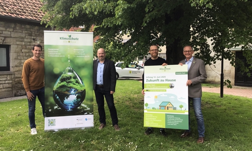 Von links: Florian Hamel, Mathias Stieler, Christoph Genth und Dirk Neumann freuen sich auf viele Besucher beim Energie-Info-Tag