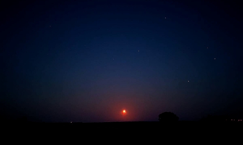 Der Erdbeermond faszinierte vor allem mit seiner roten Färbung.