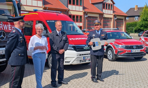  Kreisbrandmeister Florian Graf, Landrätin Christiana Steinbrügge, Landesbranddirektor Dieter Rohrberg  und Regierungsbrandmeister Tobias Thurau