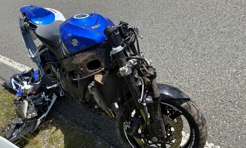 Das bei Königskrug verunfallte Motorrad.