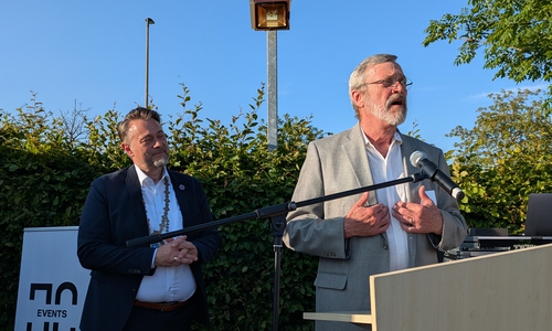 Bürgermeister Ivica Lukanic und Jan Michalski aus der Partnerstadt Kenosha.