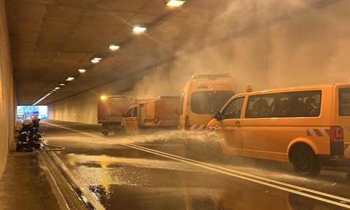 Die Einsatzkräfte bei der Übung im Hasselkopftunnel Braunlage.