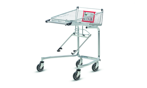 Ein für Rollstuhlfahrer angefertigter Einkaufswagen.