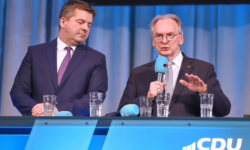 Sven Schulze und Reiner Haseloff (Archiv)