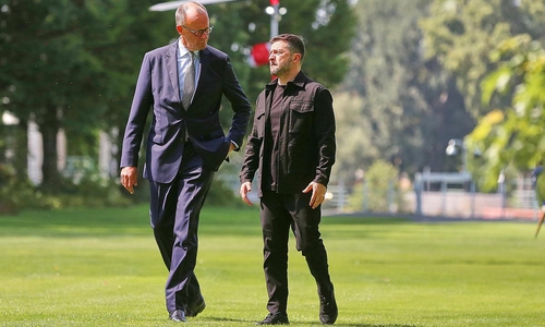 Friedrich Merz und Wolodymyr Selenskyj am 13.08.2025