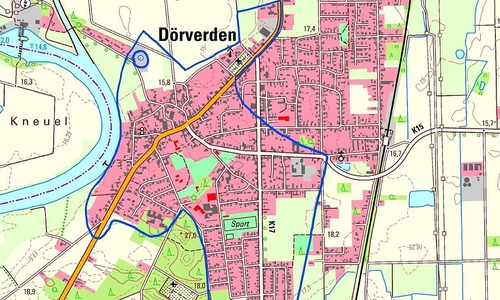 Innerer Bereich der Kläranlage blau umrandet; Klärwerk blau markiert (Archiv)