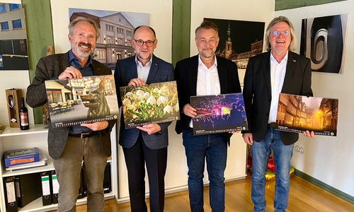 von links nach rechts: Lions Activity-Beauftragter Martin Geißler, der Präsident des Lions Hilfswerkes Dirk Janßen, Bürgermeister Ivica Lukanic und Lions Clubpräsident Peter Peters.