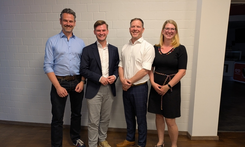 Pierre Balder, Vincent Schwarz, Thomas Becker und Christina Balder (v. l. n. r.) führen die Listen der FDP bei der Stadtratswahl an.