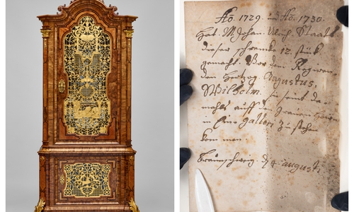 Der Vitrinenschrank für das Braunschweiger Residenzschloss sowie das Schriftstück mit Künstlersignatur.