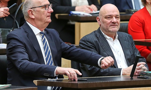 Robert Crumbach und Dietmar Woidke (Archiv)