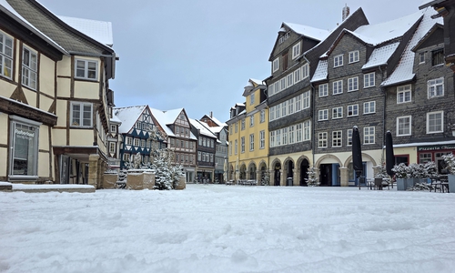 Krambuden im Winter.