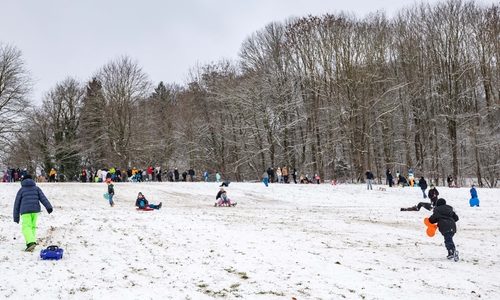 Der Hang wurde mit allem befahren, was rutschen kann.