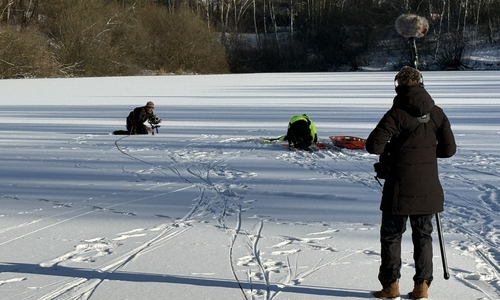 Die Einsatzkräfte demonstrierten eine Eisrettung. 