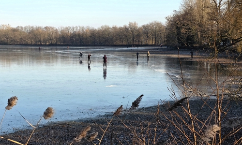 Bereits an Weihnachten wurde auf dem Kreuzteich in Riddagshausen Schlittschuh gelaufen.
