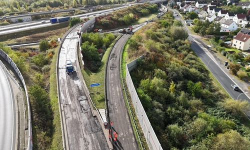 Arbeiten im Autobahndreieck Braunschweig-Südwest.