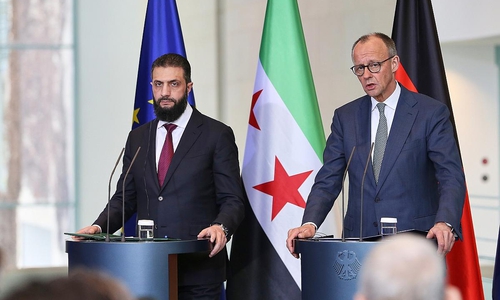 Ahmed al-Scharaa und Friedrich Merz am 30.03.2026