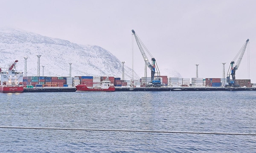 Container im Hafen von Nuuk auf Grönland (Archiv)