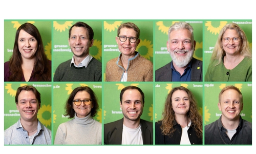 Die ersten zehn Kandidaten der Ratswahlliste nach Einzugswahrscheinlichkeit: von links oben nach rechts unten: Platz 1: Leonore Köhler, Platz 2: Gordon Schnepel, Platz 3: Sabine Kluth, Platz 4: Kai Brunzel, Platz 5: Carolin Borggrefe, Platz 6: Jonas Wolf, Platz 7: Cristina Antonelli-Ngameni, Platz 8: Felix Langer, Platz 9: Bianca Braunschweig, Platz 10: Timo Hickisch.