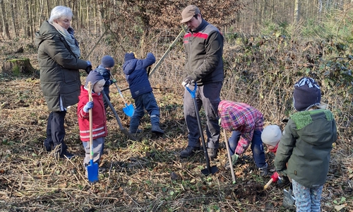 Die Kinder pflanzten fleißig mit.