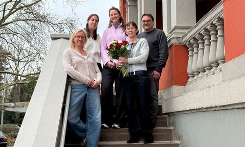 Das Team der AMJ-Geschäftsstelle (v.l.): Lysann Weber, Sarah Hartke, Jessica Neufeld, Barbara Haack und Jens Kaiser.