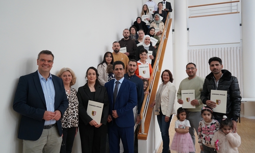 Landrat Dr. Alexander Saipa bei der Einbürgerungsfeier.