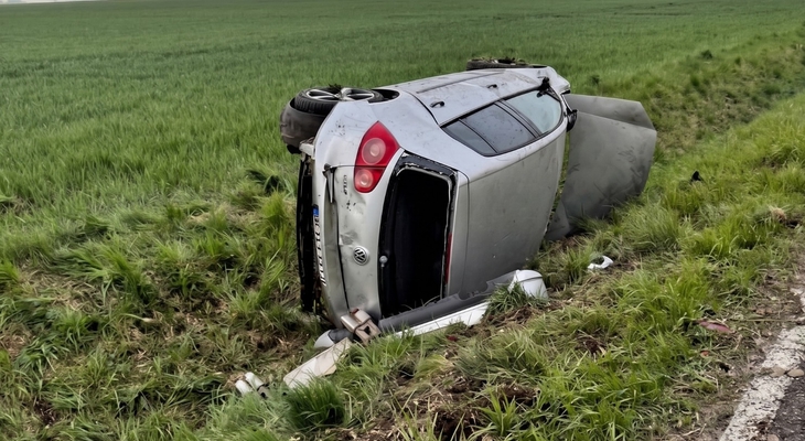 Kreis Helmstedt: Auto stößt mit Linienbus zusammen und überschlägt sich