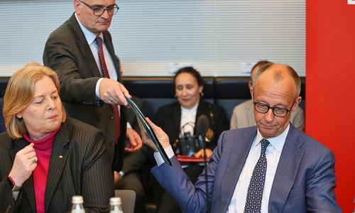 Bärbel Bas, Stefan Kornelius, Friedrich Merz am 19.05.2026