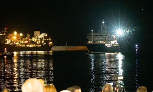 Kreuzfahrtschiff "Hondius" nähert sich dem Hafen von Granadilla am 10.05.2026