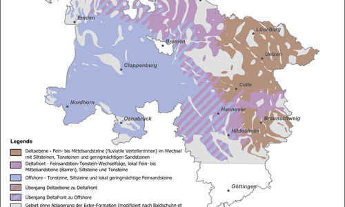 Besonders gut geeignete Regionen der Exter-Formationen finden sich in den braun markierten Bereichen.