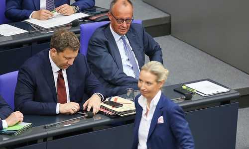 Lars Klingbeil, Friedrich Merz und Alice Weidel (Archiv)