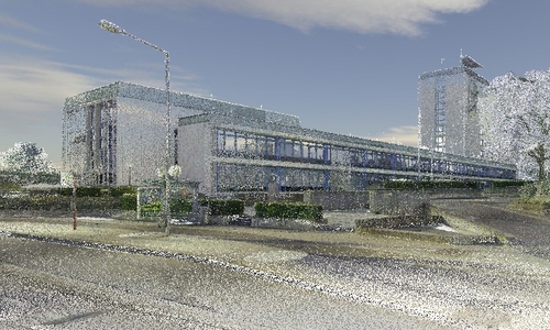 Virtuelles Wolfsburg: Punktwolke Rathaus.