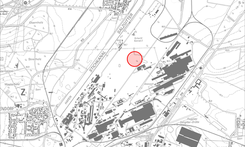 Hier (roter Kreis) soll die Schredderanlage entstehen.