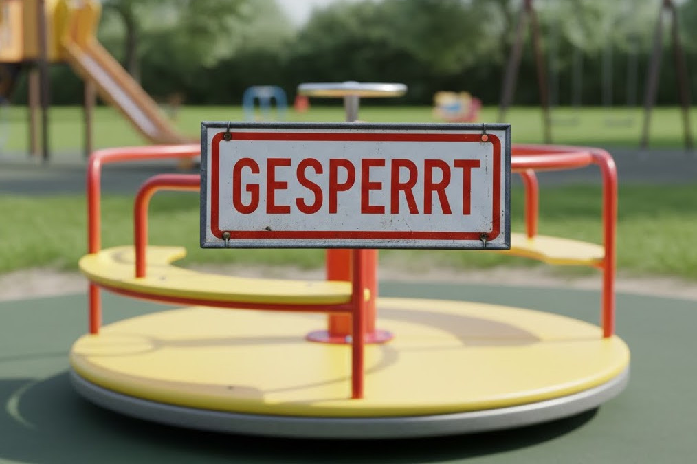 Gefahr-f-r-Kinder-Drehscheibe-in-der-Porschestra-e-gesperrt