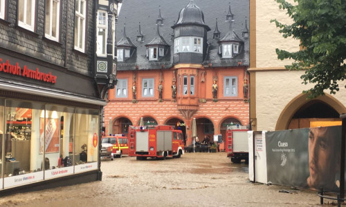 Das Hochwasser in der Altstadt 2017. Archivbild