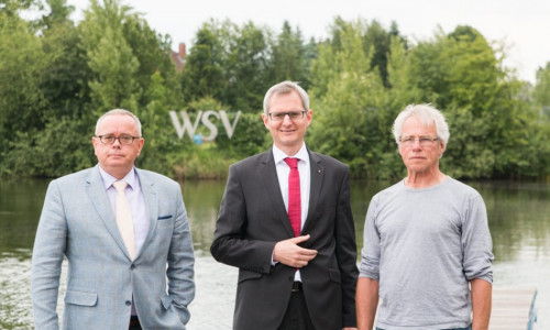 Andreas Meißler (Pressesprecher WSV 21), Meik Rahmsdorf (BLSK), Jürgen Basler (WSV 21). Foto: Jens Bartels
