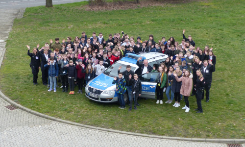 Hatten viel Spaß bei der Polizei: Schüler beim Zukunftstag. Foto: Polizei