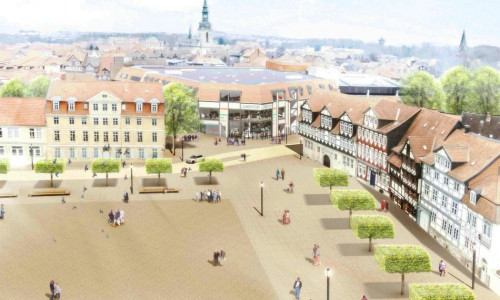Der am 19. Oktober 2016 im Rat der Stadt Wolfenbüttel beschlossene Siegerentwurf des Landschaftsarchitekturbüros Mann aus Fulda, zur Umgestaltung des Schlossplatzes, wird nun umgesetzt. Grafik: Büro Mann-Fulda.