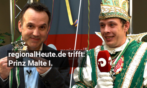 Abgemacht: Prinz Malte I. verspricht, beim Schoduvel am Hagenmarkt besonders großzügig Waffeln und Gummibären zu werfen. Video: Werner Heise