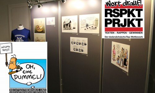 Noch bis zum 31. März werden Beiträge zum niedersächsischen Rap-Wettbewerb "Wort drauf! RSPKT PRJKT" angenommen. Logo Wanderausstellung "Oh, eine Dummel!"/Foto: André Ehlers/Logo "Wort drauf!"