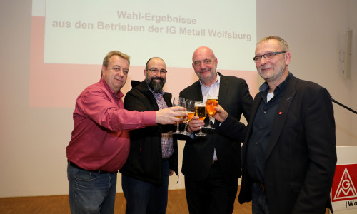 Frank Paetzold, Stephan Wolf, Bernd Osterloh und Hartwig Erb. Fotos: IG Metall