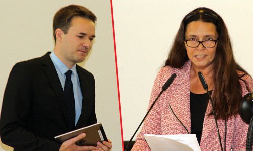 Helge Böttcher (Bündnis90/Grüne) und Anke Schneider (Die Linke) sorgten für eine hitzige Debatte im Rat. Fotos: André Ehlers
