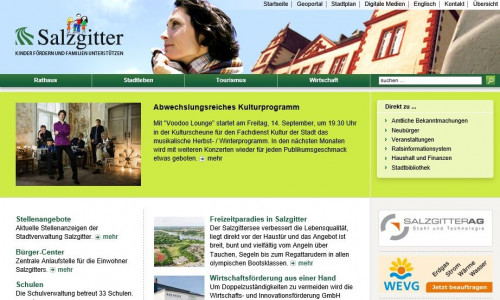 Die Internetseite der Stadt Salzgitter, www.salzgitter.de, konnte im Jahr 2017 rund 15,7 Millionen Seitenaufrufe verzeichnen. Screenshot: Stadt Salzgitter