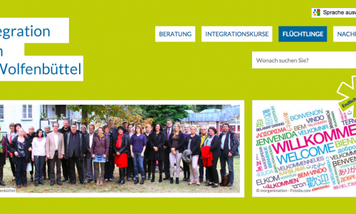 Die Stadt Wolfenbüttel bietet ein Online-Portal, das die verschiedenen Integrationsangebote der Stadt zusammenfasst und einen Überblick sowohl für Flüchtlinge als auch für Helfer gibt. Screenshot: www.integration.wolfenbuettel.de
