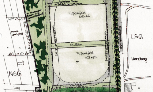 Auf dem Goltzplatz sollen Fußballfelder entstehen. Skizze: Stadt Peine