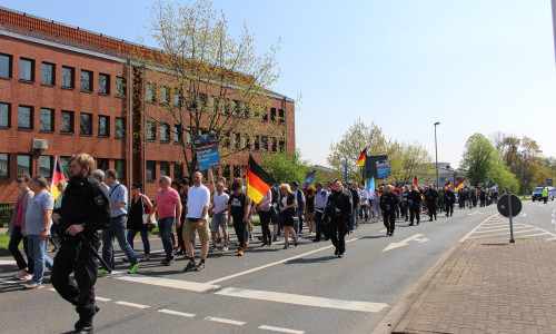 Am Samstagnachmittag führte die AfD einen "Spaziergang durch die Innenstadt" durch. Fotos: Nick Wenkel