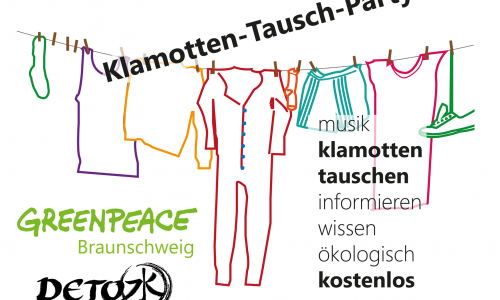 Am Mittwoch, den 29. Juli 2015 veranstaltet Greenpeace Braunschweig in Kooperation mit Foodsharing um 17 Uhr im Inselwallpark, Löbbeckes Insel, eine Klamottentauschparty. Foto: Greenpeace Braunschweig