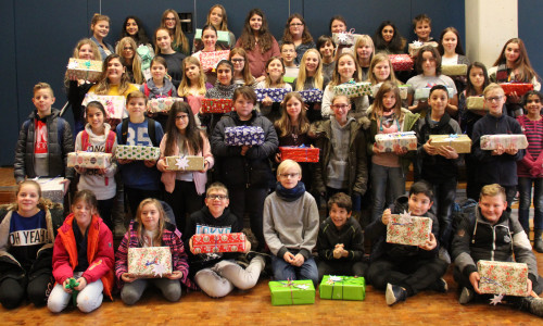 Die Teilnehmer an der „Weihnachtspäckchenaktion“ 2018. Foto: Adolf-Grimme-Gesamtschule Goslar