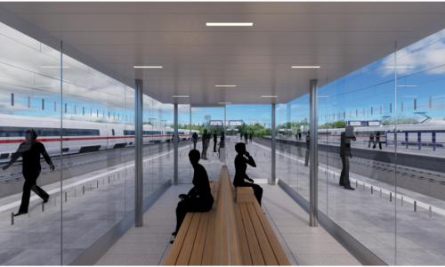 So könnte der neue Pavillon auf dem Wolfsburger Bahnhof aussehen
Quelle: Deutsche Bahn