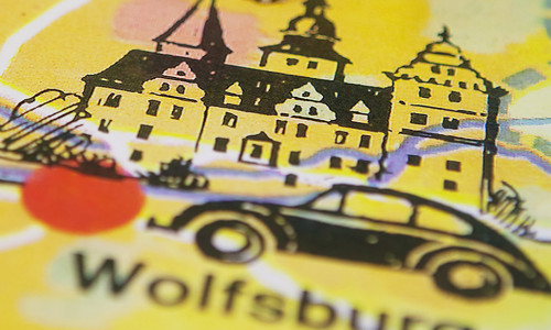Wolfsburg auf einer Landkarte von 1972. Foto: Stadtmuseum
